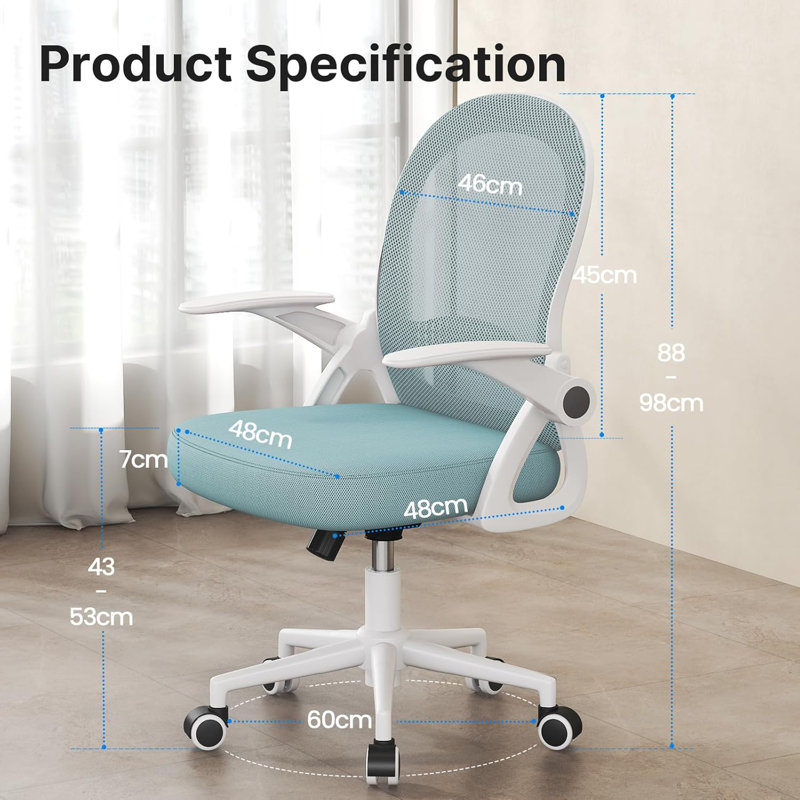 Desk Chair, White/Blue