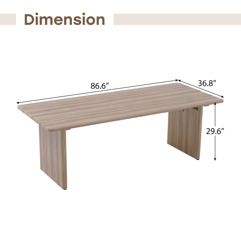 Table de salle à manger d'extérieur à lattes en aluminium 86,6 po l, Champagne