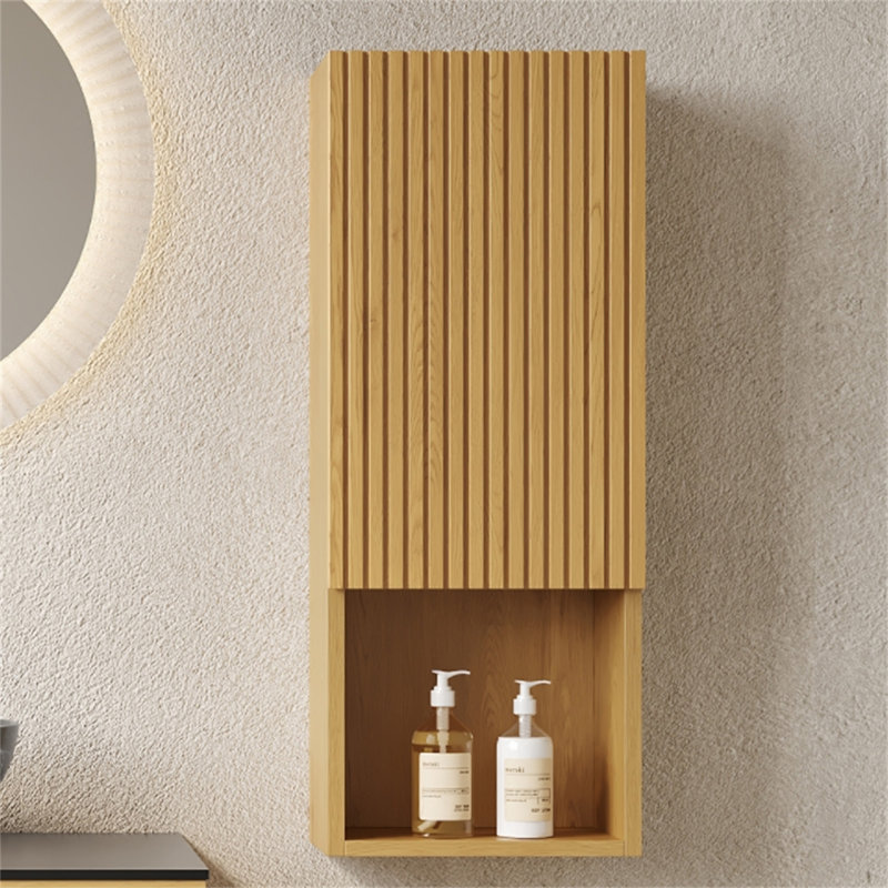 MITCH 35" Tall Bathroom Wall Mounted Cabinet, Golden Oak
