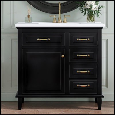 Meuble-lavabo de 36 po en MDF avec lavabo en céramique