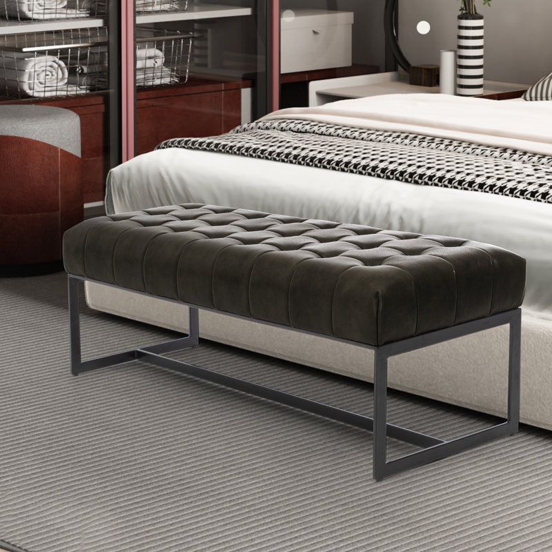 Banc en cuir véritable Owen de 51 po de large Owen, Vert