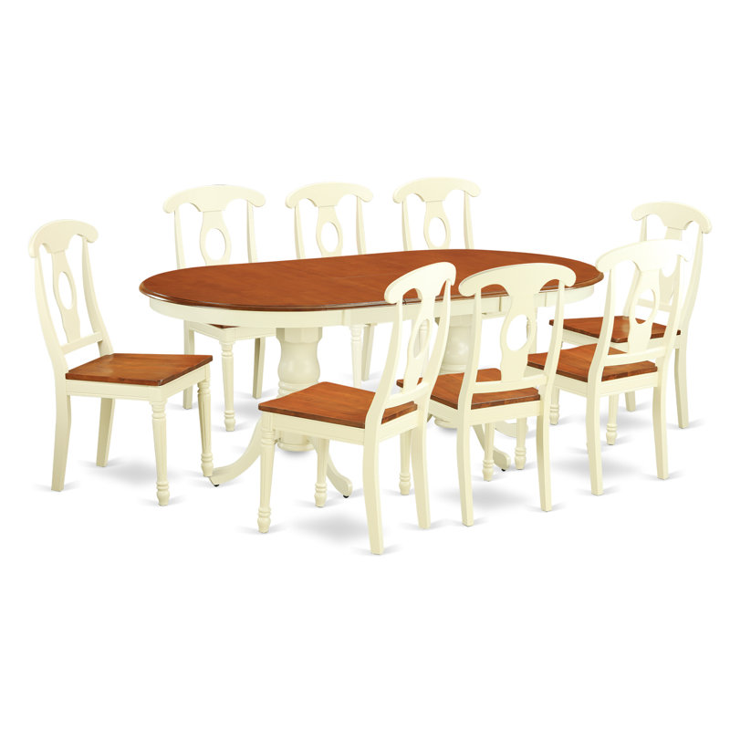 Ensemble de table de salle à manger 7 pièces 7 pièces Modernes, Babeurre / Cerisier, 7 pièces : table, 6 chaises, En bois