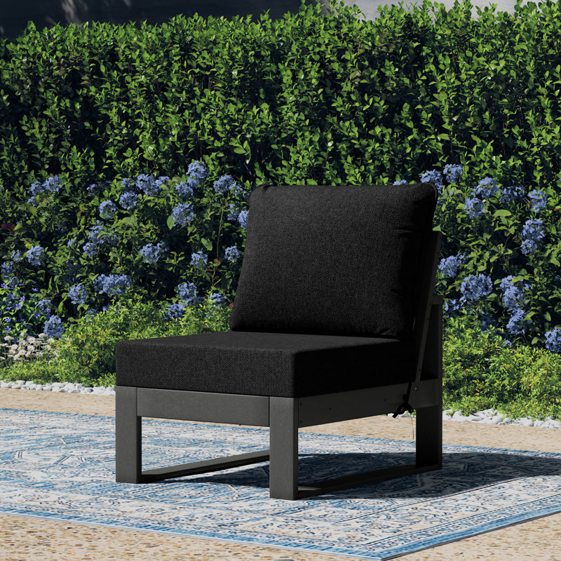Patio Deep Seating Armless Chair With Frame, Gray, Black