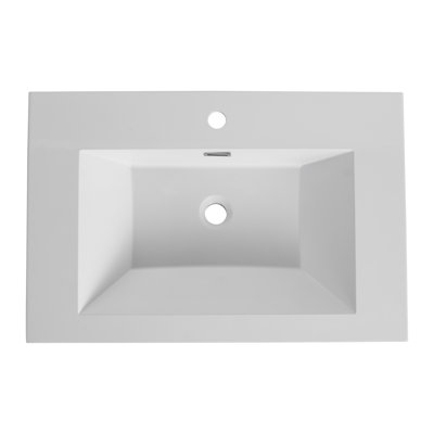 30" Gloss White Resin Sink For Bathroom - And Charming Style In Long-Lasting Performance, Sleek Design