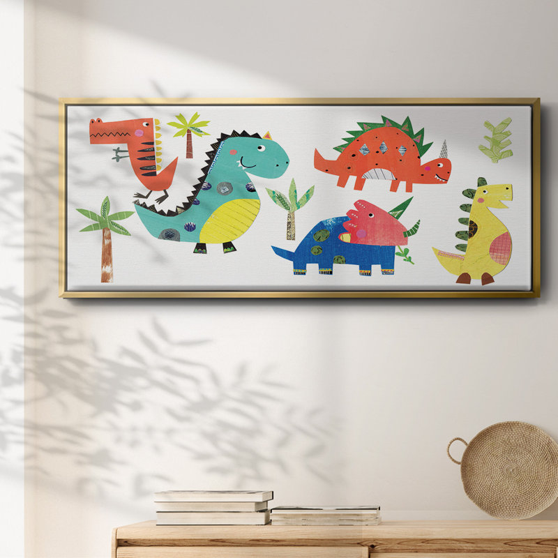Dino Party- Framed Canvas, 20" H x 50" W