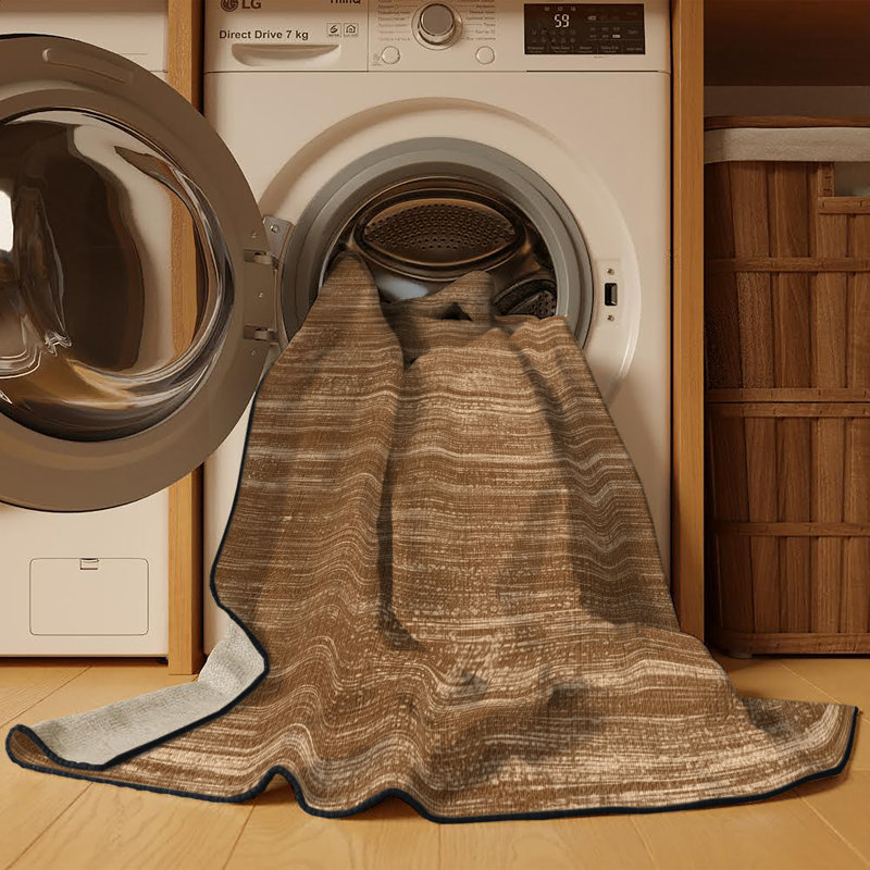 Machine Washable Solid Brown Area Rug, Rectangle 3' x 5'