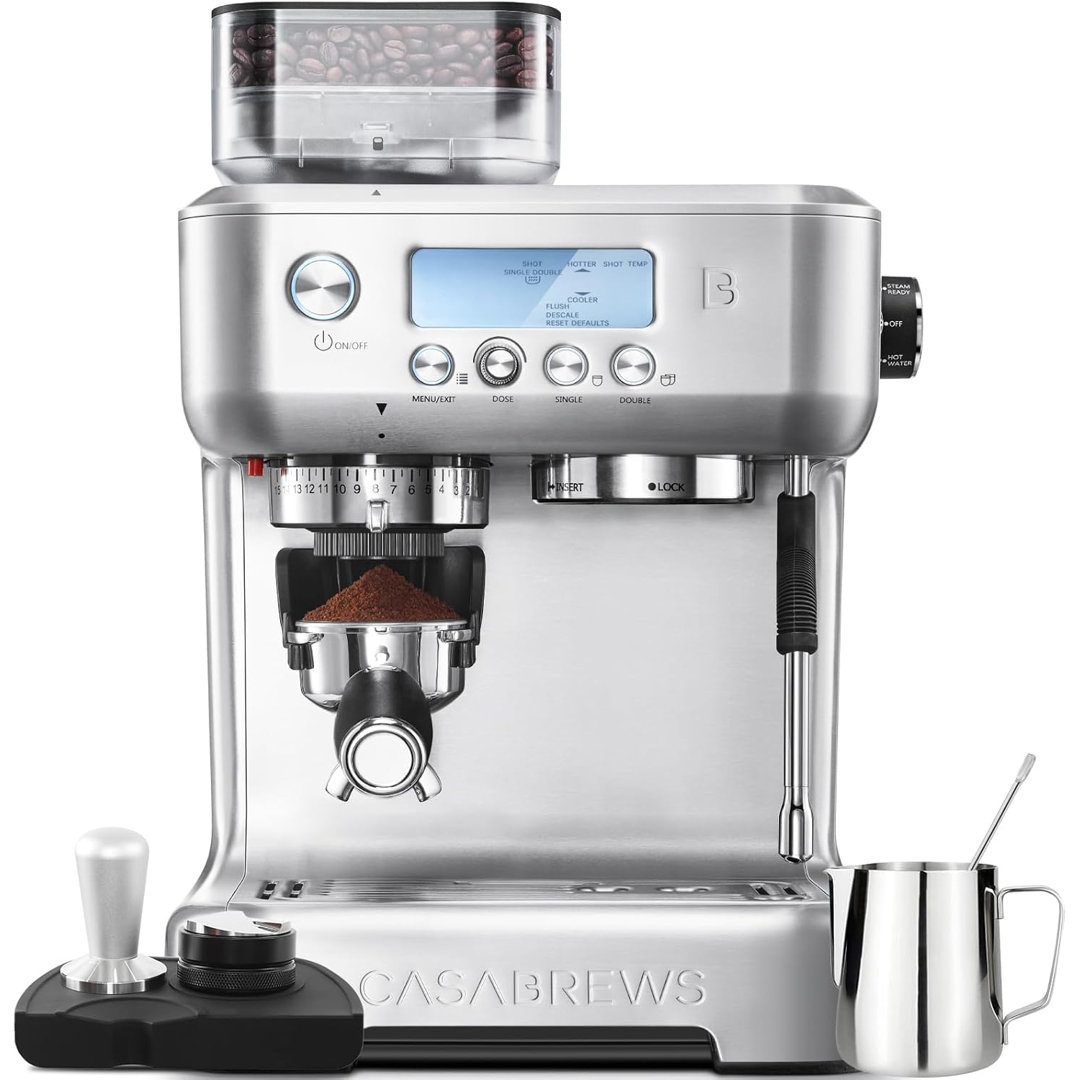 CASABREWS 5700PRO All-in-One Espresso Machine Coffee Maker with LCD Display Stainsless Steel CASABREWS