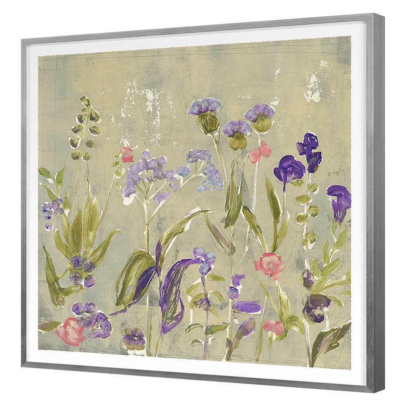 Floral Illustration 1 Print by Maeve Harris, Silver Framed, 25" H x 25" W
