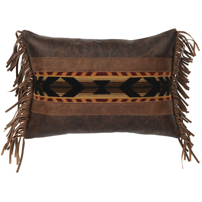 Wooded River Patchwork Leather Pillow (12"x18")