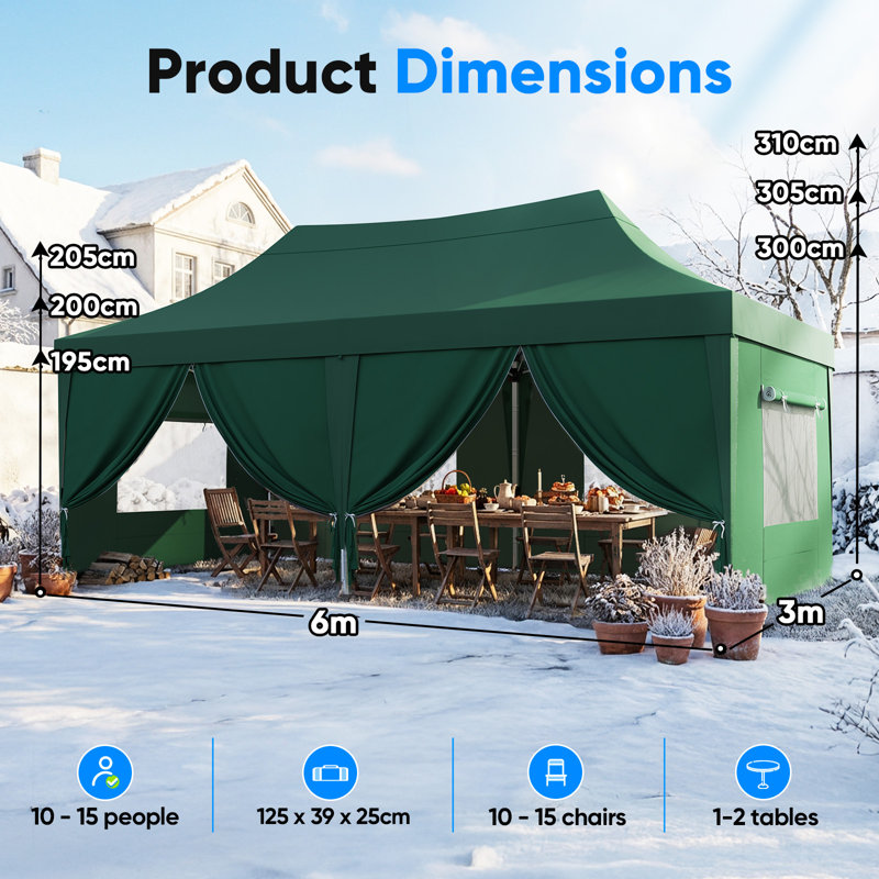 Quictent 3x6m Commercial Pop Up Gazebo with Sloped High Peak, Heavy Duty Event Shelter with Mesh Window Sides for Backyard, Parties, Vendor Booths-Navy