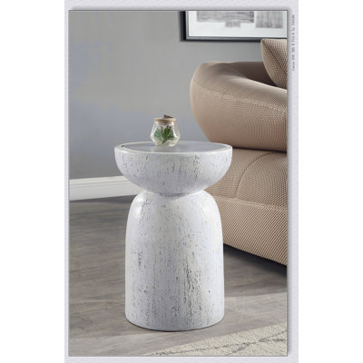 Natural Gray Finish Fiber Concrete Accent Table