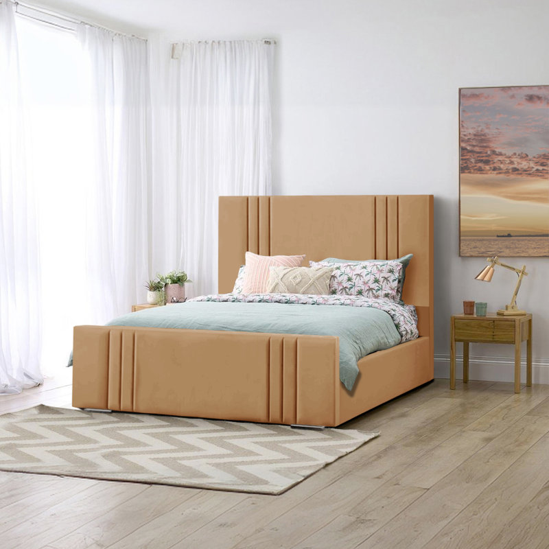 Adelpho Upholstered Bed, Beige, Double (4'6)