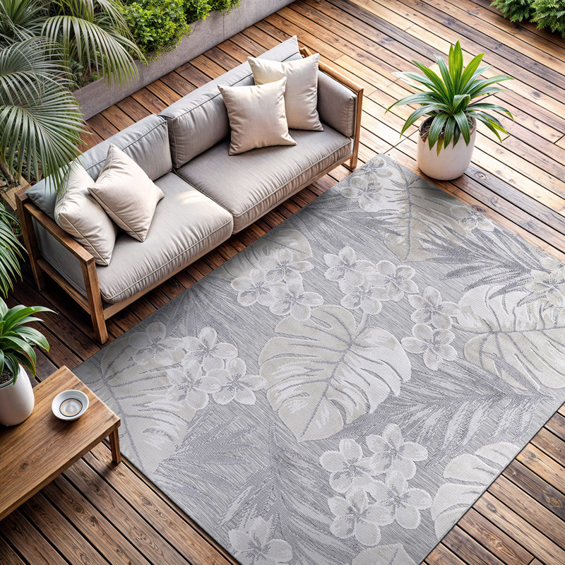 Tapis floral intérieur / extérieur, Rectangle 5 pi 3 po x 7 pi