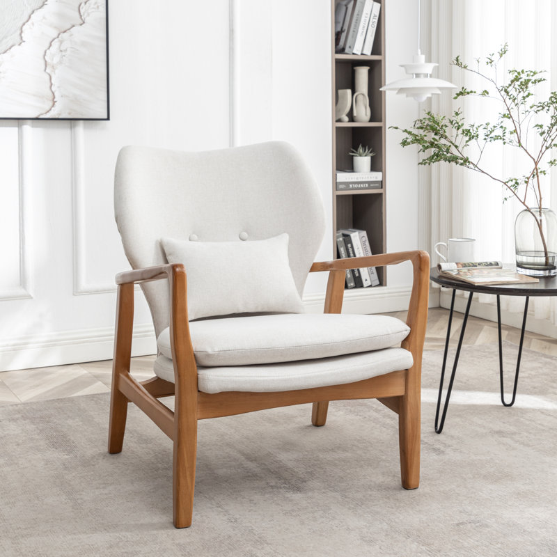 Kornelijus Upholstered Armchair, Beige Linen Blend