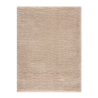Super Soft Shag Area Rug, 6x9', Cream, Non-slip Backing, For Daily Use 6x9' Carpet, And Hygienic, High-traffic Areas