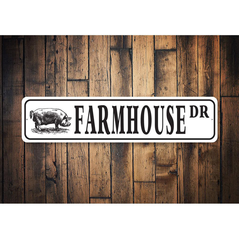 Farmhouse Street Aluminum Sign, 6" H x 24" W x 0.06" D