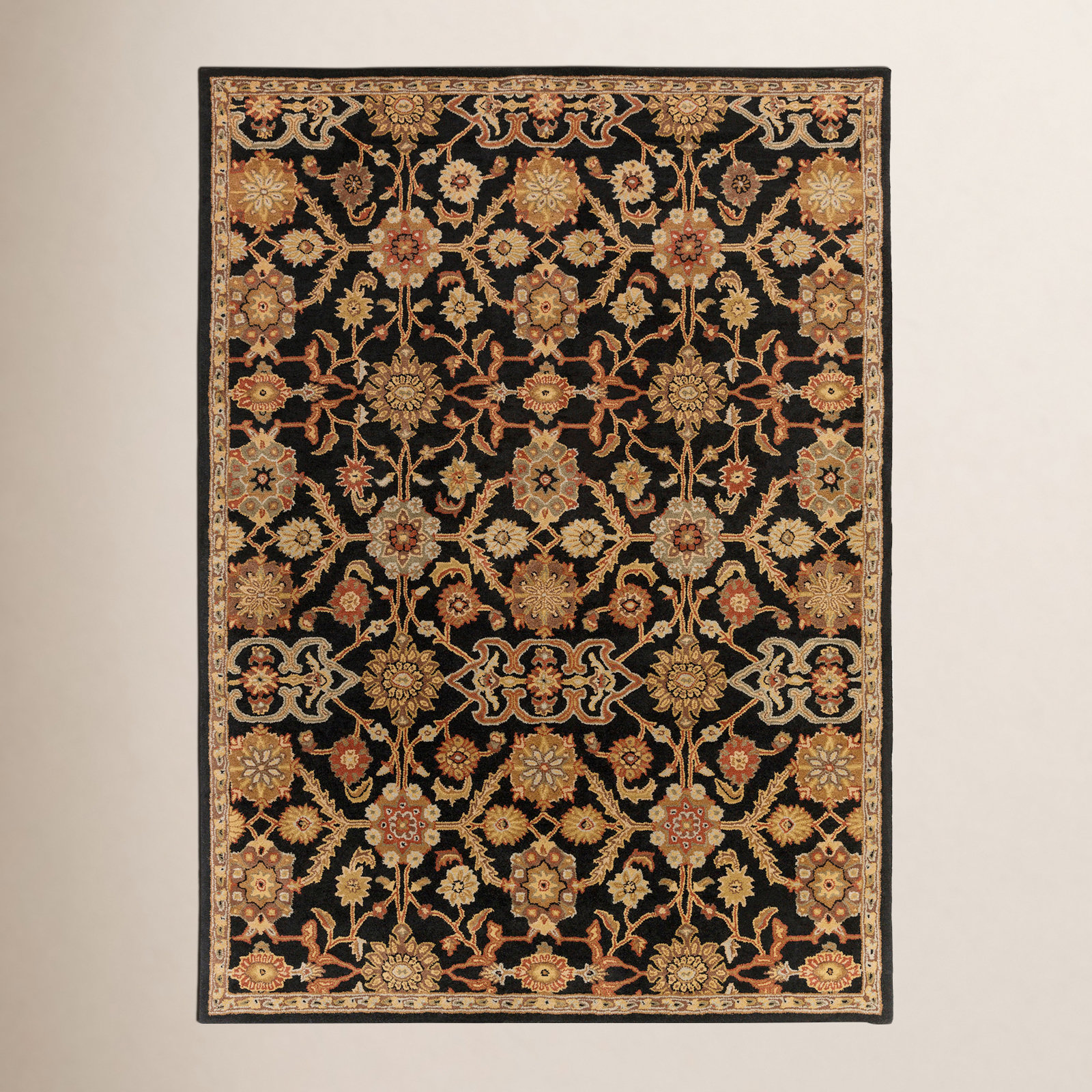 Redwood Hand Tufted Wool Black/Rust Red/Beige Rug, Rectangle 4' x 6'