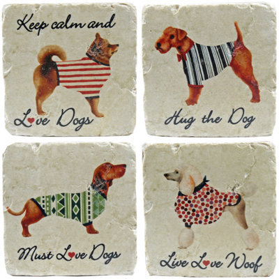 Ceramic Square 4 Piece Coaster Set