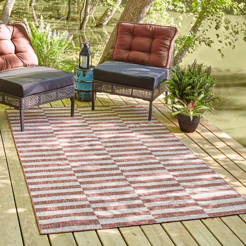 Outdoor Glimmer Area Rug Rose Color, Rectangle 6' x 9'
