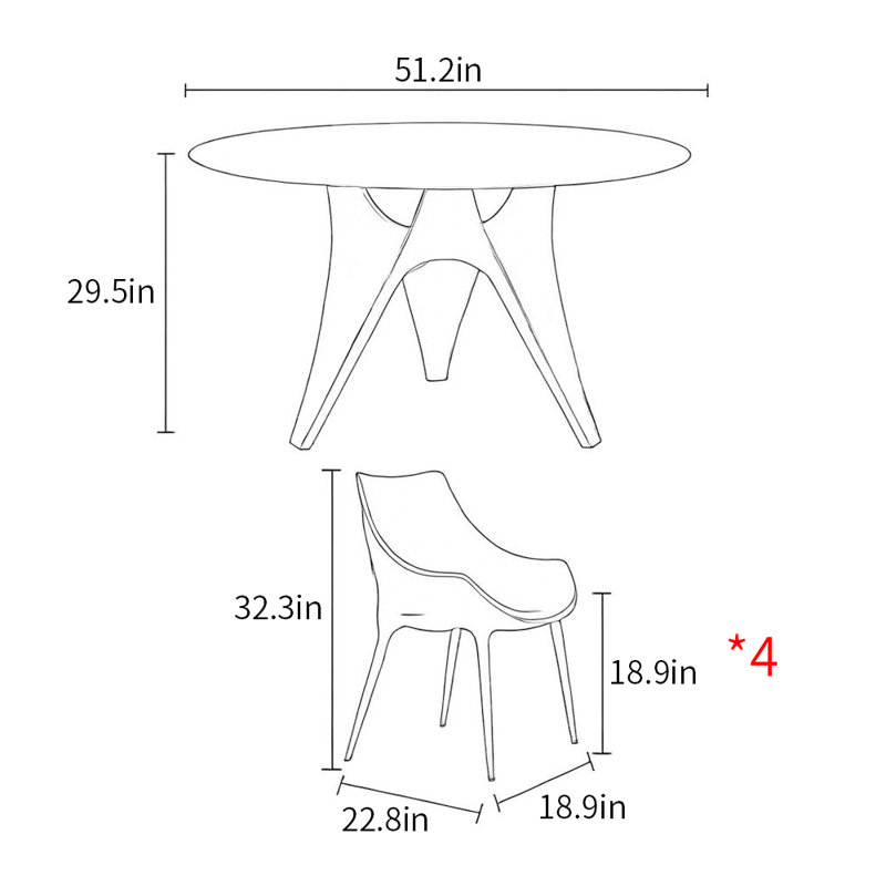 Ensembles de table de salle à manger simples et luxueux, H 29,5 po x L 51,2 po x l 51,2 po