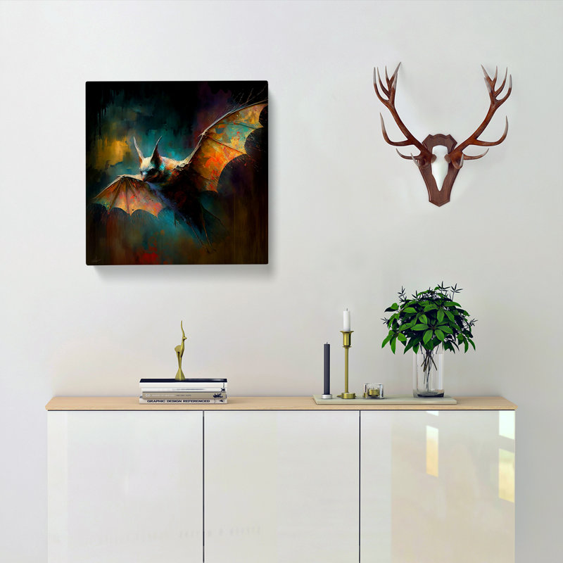 Bat Impressionism - Wrapped Canvas - Framed Print, 35cm H x 35cm W x 3cm D