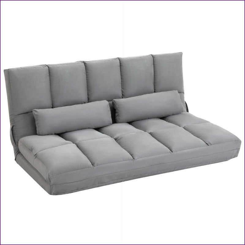 Canapé convertible paresseux HOMcom - Canapé-lit pliant avec coussins | Polyester | Gris clair, Polyester gris clair