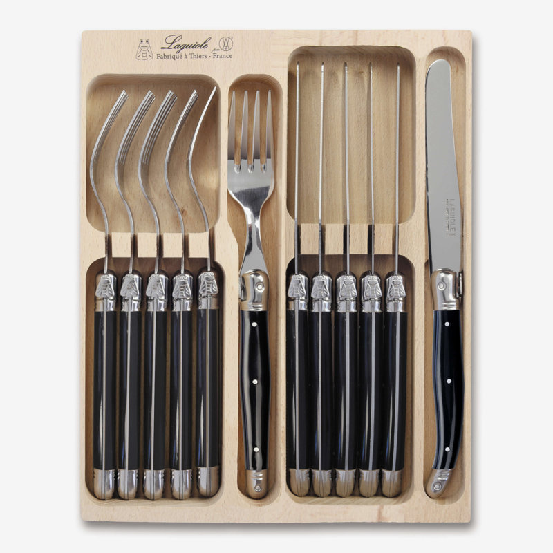 Laguiole By André Verdier 12 Piece Stainless Steel Cutlery Set , Service for 6, Black