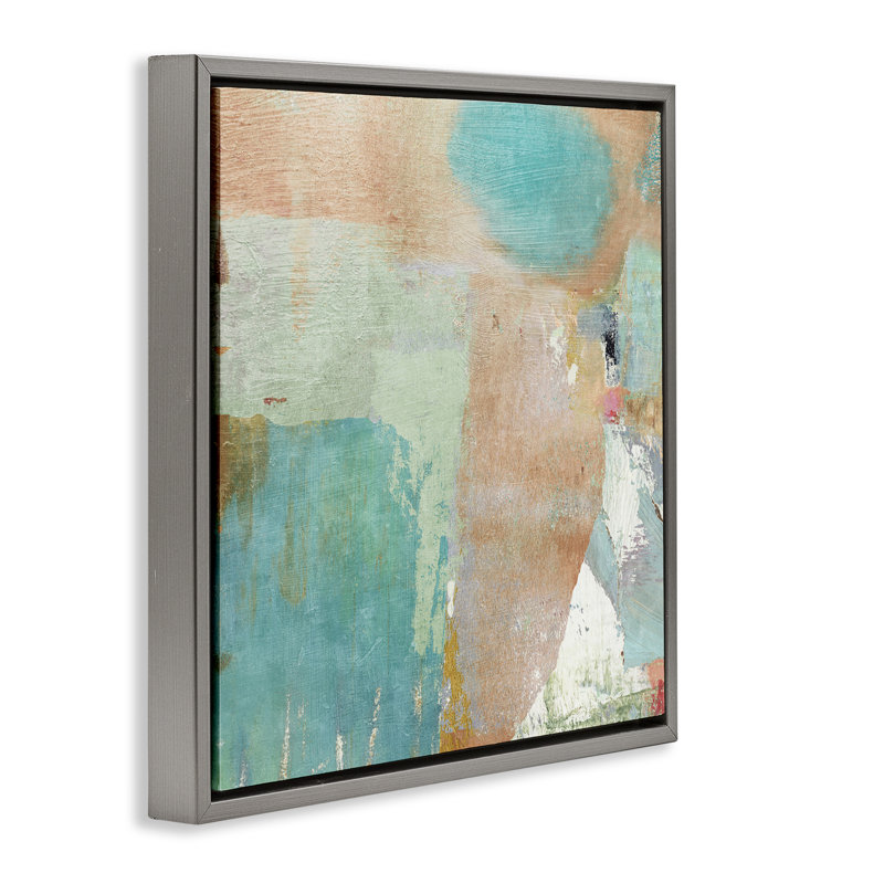 Art mural sur toile Rustic Paint Strokes par Suzanne Nicoll, Cadre flottant gris lustré, H 18 po x l 18 po x P 1,7 po