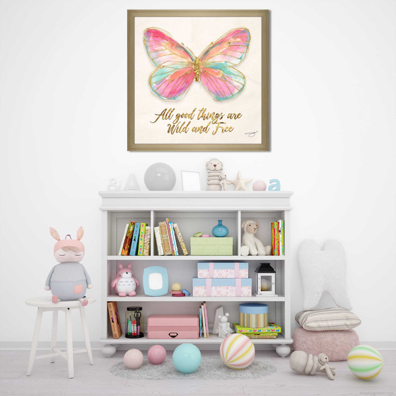 Wild and Free (Square) par By Jodi - impression, H 37,5 po x l 37,5 po x P 1 po, Encadrement champagne