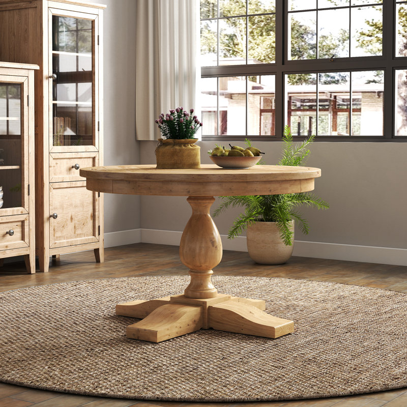 Solid Wood Round Dining Table, Natural