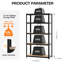 5 Tier Heavy Duty Boltless Metal Shelving Storage Rack Shelf for Garage Home 150cm x 70cm x 30cm Black