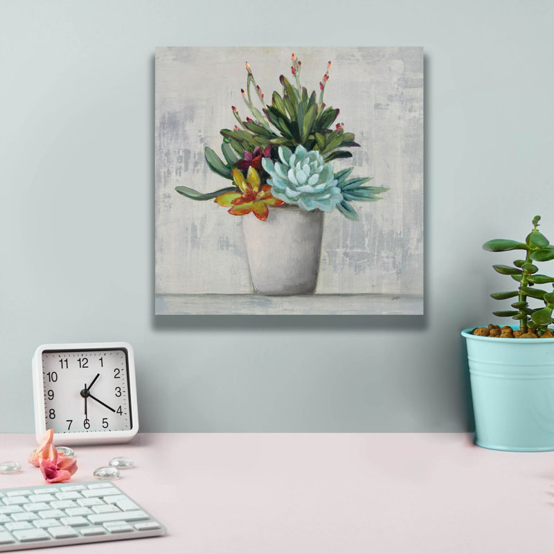 «Succulent Still Life 1» par Julia Purinton, art mural sur toile, H 12 po x l 12 po x P 0,75 po
