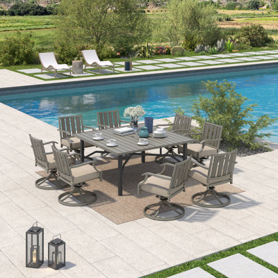Azur Square 8 - Person 63.2" Long Dining Set with Sunbrella® Cushions