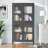 Classic Metal Storage Cabinet, Display Cabinet With 4 Glass Doors, Freestanding Side Cabinet, Entryway Cabinet