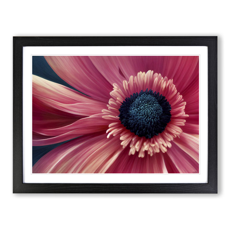 Flowing Flower - Single Picture Frame Print, Black Framed, 46cm H x 64cm W x 2cm D