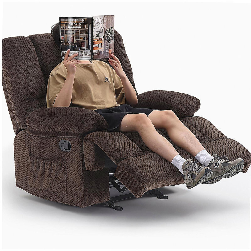 Fauteuil inclinable à bascule surdimensionné pour adultes de salon, Chocolat