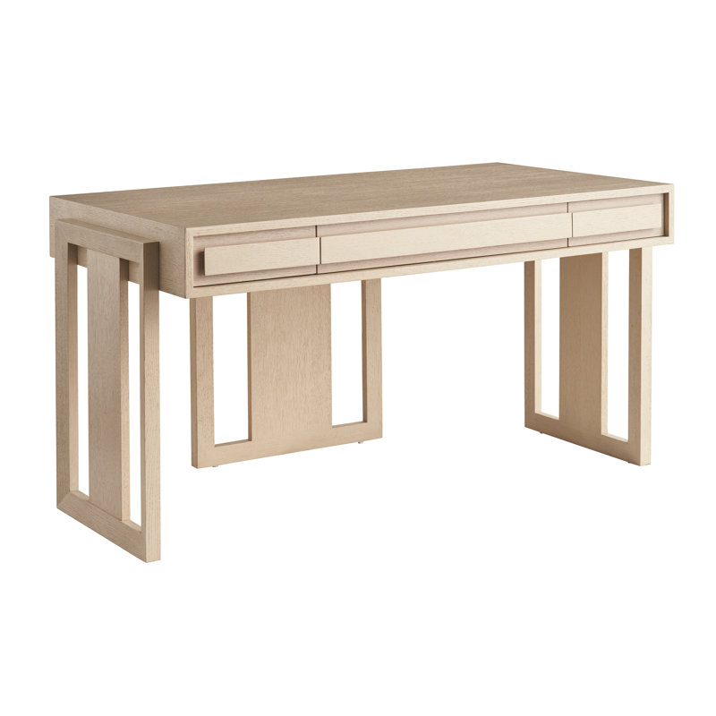 Beige Oak Contemporary Writing Desk with Drawer