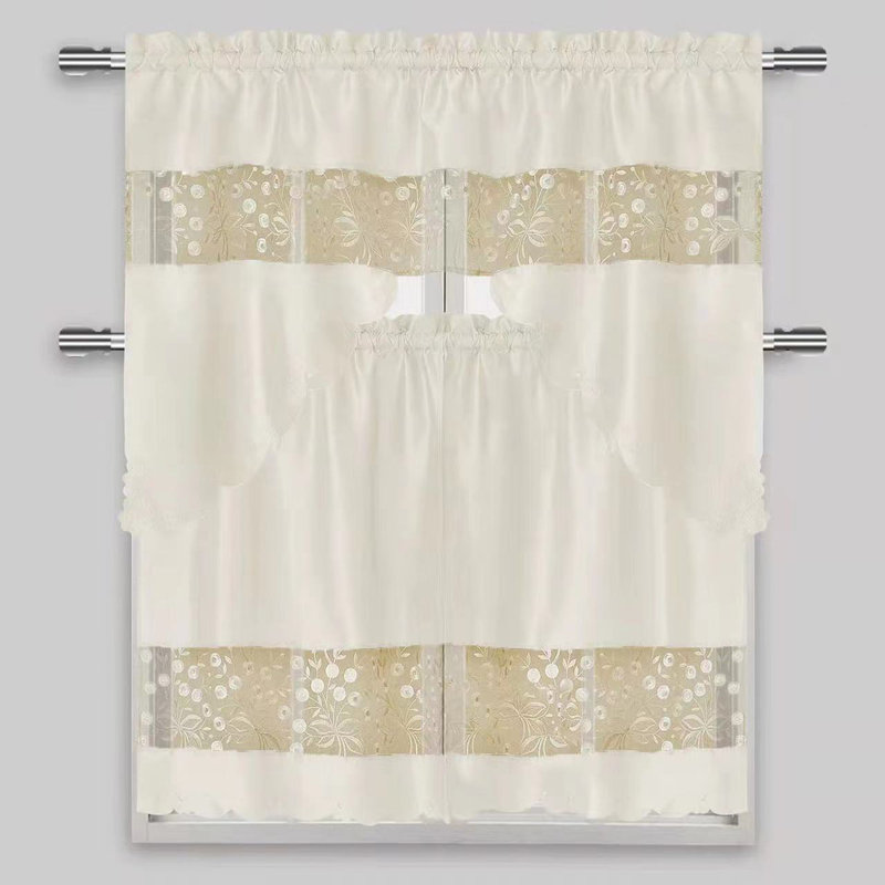 Dazsha Floral Swag Kitchen Curtain, Beige