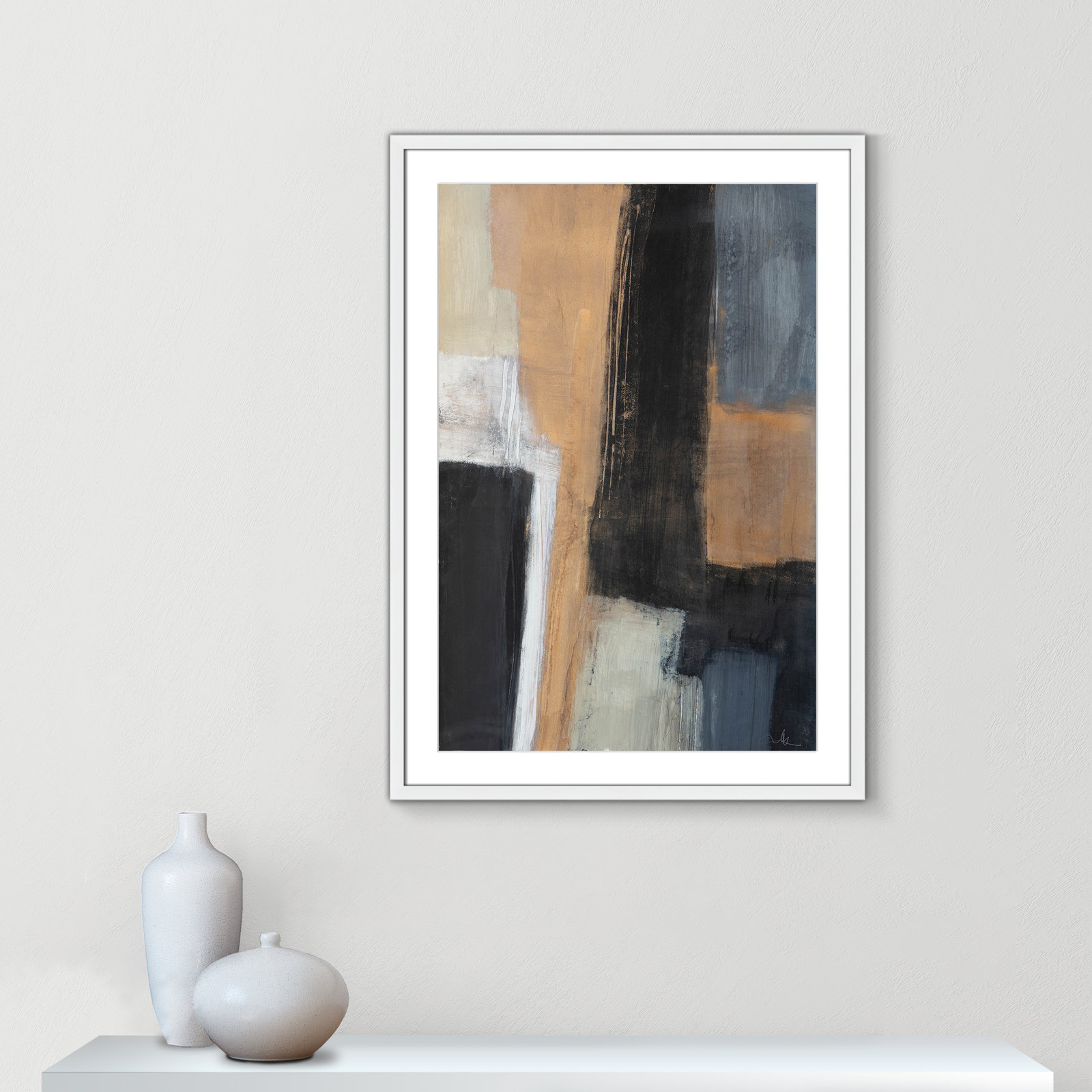 Metallic Slate I Print, 35.5" H x 25.5" W x 1.25" D, White Matted Picture Framed