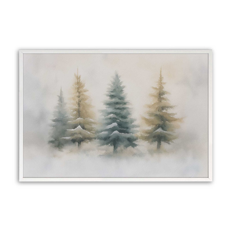 «Snowlit Pines», reproduction d'art, 16 po x 20 po, Blanc opaque