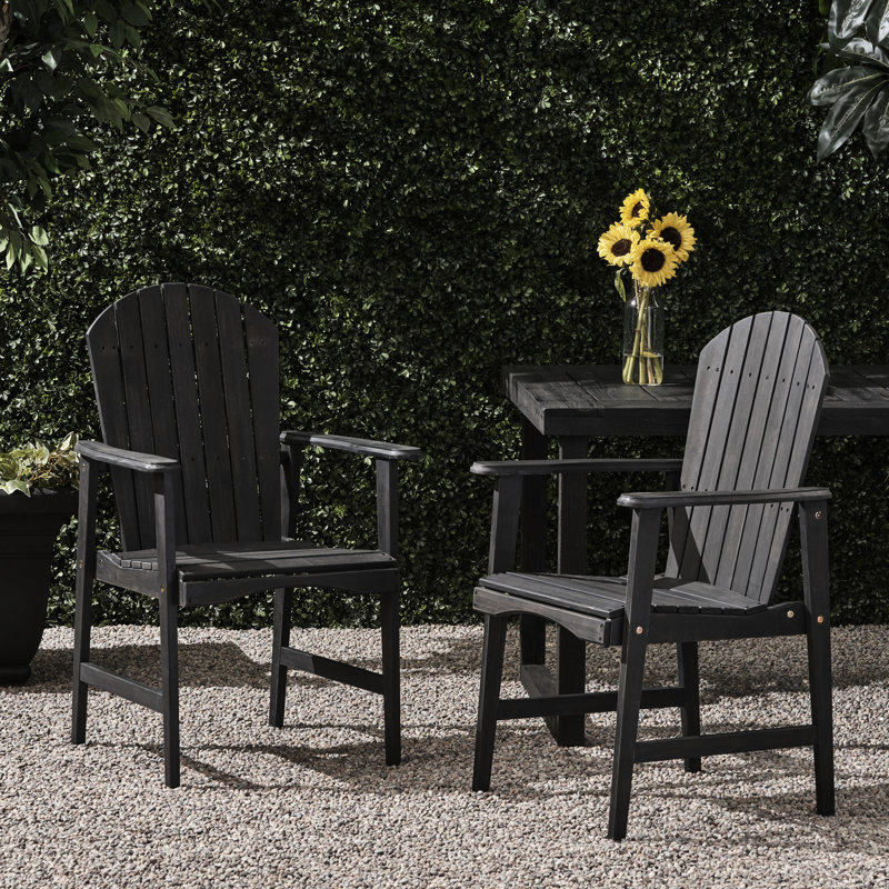 Chaises de salle à manger en bois (2), gris foncé - pour la protection contre les intempéries (2), Gris foncé