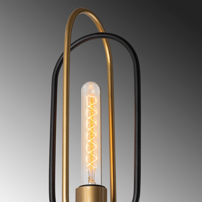 Lampe de table moderne en métal, noir et or, 5,9 x 5,9 x 14,9 pouces | Douille E27 (40 W maximum) | Conception élégante avec câble de 78,7 pouces | Parfait pour le salon, la chambre à coucher et le bureau | Homologué IP20 pour une utilisation à l'intérieur