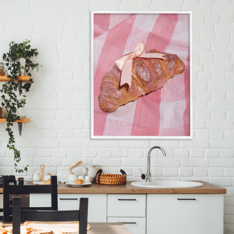 Glam Ribbon Croissant, giclée encadrée, design par Lish Creative, 14 X 11, Coastal White Giclee Framed
