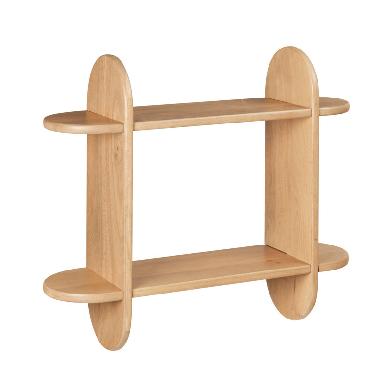 Fuller Solid Wood 2 Tier Wall Mounted Display Shelf, Blonde Natural