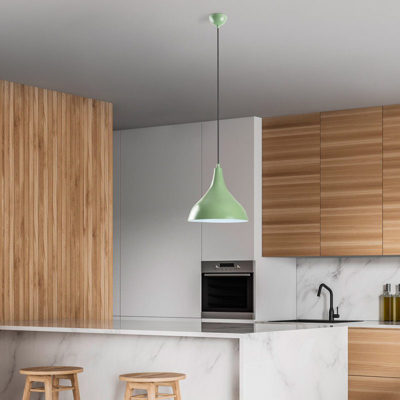 Lustre élégant en métal menthe, hauteur réglable 13,0 - 48,0 pouces | Plaque de base de 8,0 po de diamètre | 1 x douille E27, 40 W maximum (ampoule non incluse) | Luminaire élégant pour les espaces de vie modernes, classé IP20