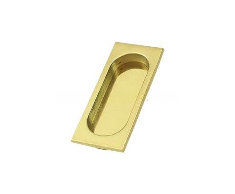 Poignée encastrée en laiton non laqué de grande taille 3 7/8 po x 1 5/8 po x 3/8 po FP4134U3-UNL, Laiton non laqué