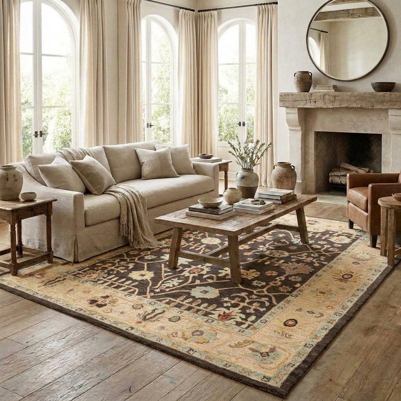 Tapis d'intérieur en laine Tiki, 5 pi 9 po x 8 pi 9 po