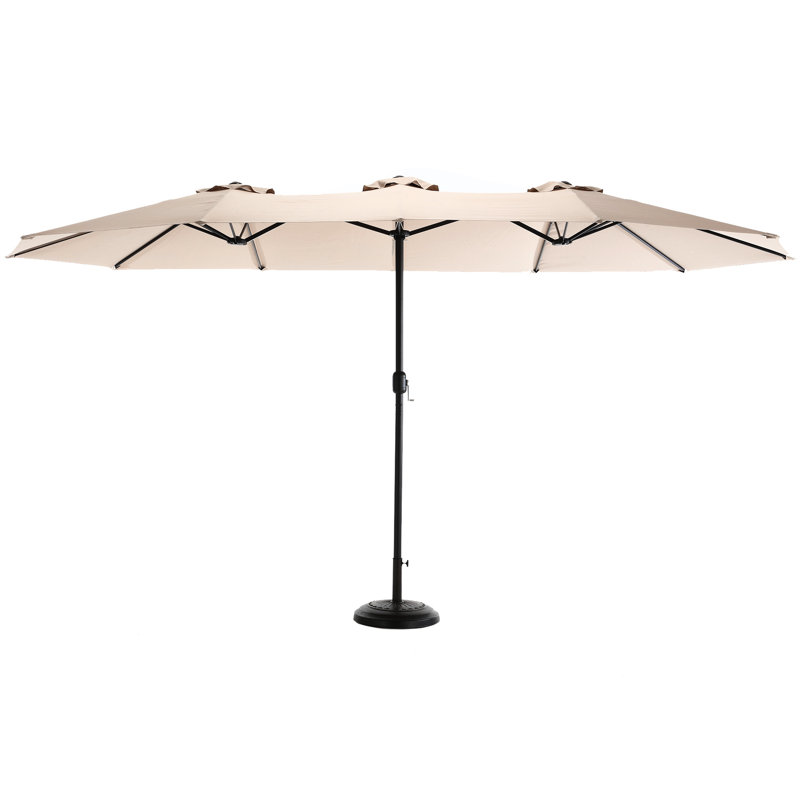 Double Sided 14.8 Ft Lawn Umbrella - Khaki Strong Shading For Garden Rectangular Outdoor Shade Convenient Backyard Use, Khaki