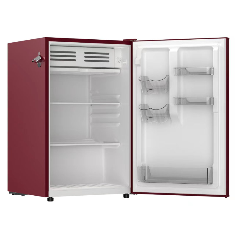 Frigidaire Pi. Réfrigérateur compact rétro avec compartiment réfrigérateur, mini réfrigérateur avec ouvre-bouteille latéral intégré, merlot