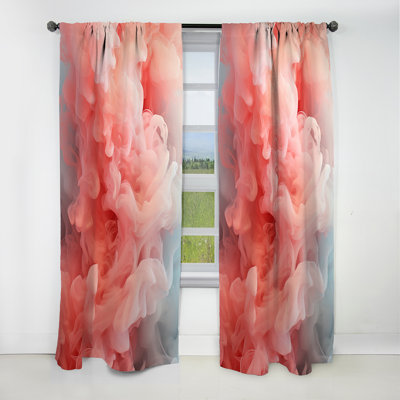 Abstract Curtain Panel, Pink Smoke Pattern Blackout Decor - Pink Polar Radiance Smoke I